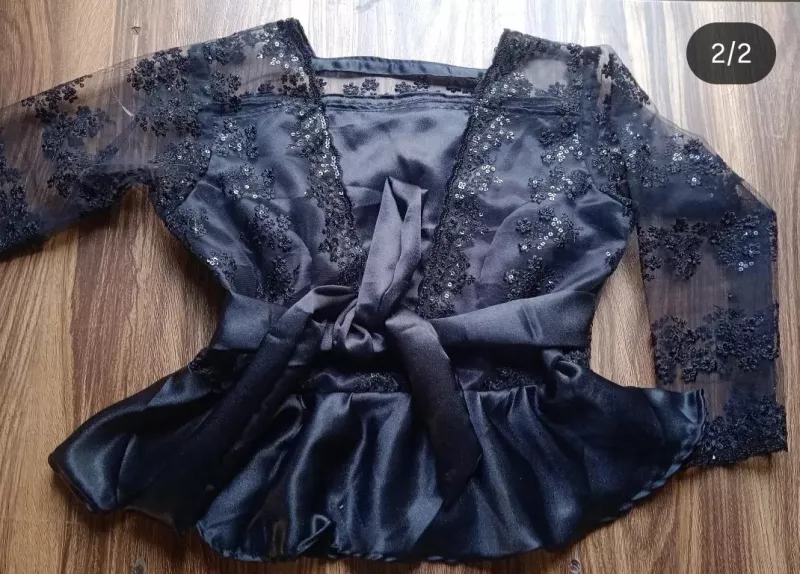 Elegant Black Sequin Party Wear Peplum Top for Women